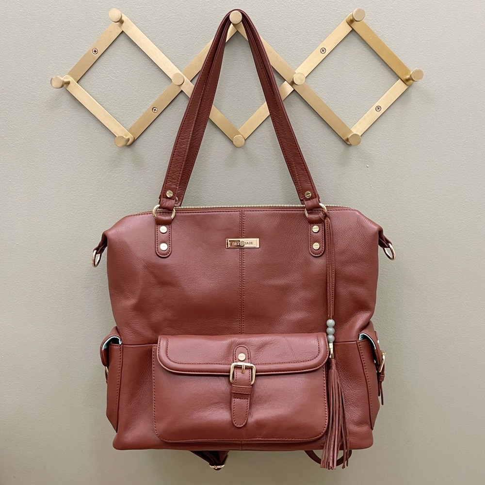 Lily Jade Brand New Meggan Diaper Bag Brandy & Gold